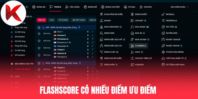 Flashscore có nhiều điểm ưu điểm